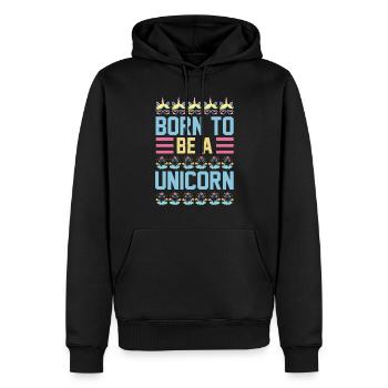 Einhorn Born To Be A Unicorn - Männer Premium Bio Hoodie - Schwarz - Vorne - Nico (187cm)