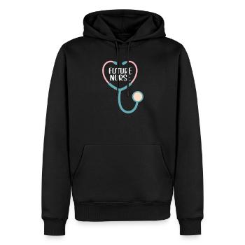 Future infirmière - Sweat à capuche Premium bio Homme - noir - Devant - Nico (187cm)