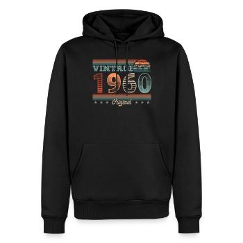 Millésime 1960 Année de naissance 1960 Anniversaire Hommes - Sweat à capuche Premium bio Homme - noir - Devant - Nico (187cm)