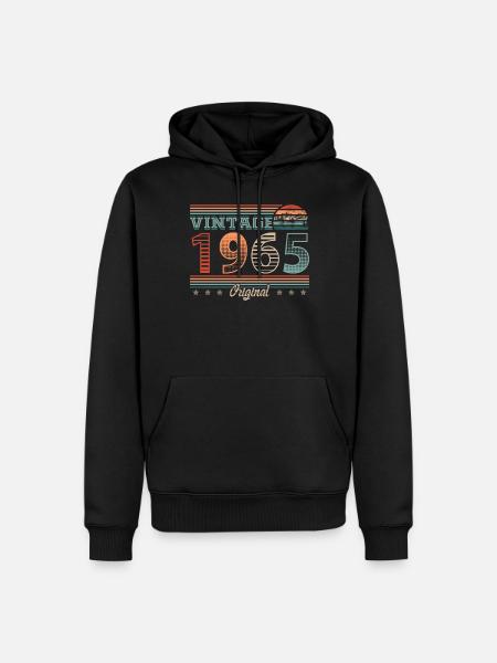 Millésime 1965 Année de naissance 1965 Anniversaire Hommes - Sweat à capuche Premium bio Homme - noir