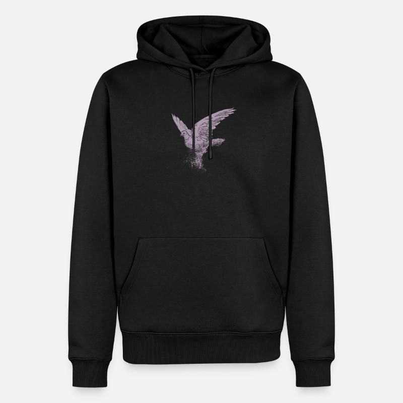Rosa Taube Friedenstaube Dispersion - Männer Premium Bio Hoodie - Schwarz