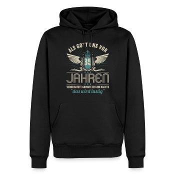 35 Jahre verheiratet wird lustig 35.Hochzeitstag - Männer Premium Bio Hoodie - Schwarz - Vorne - Nico (187cm)