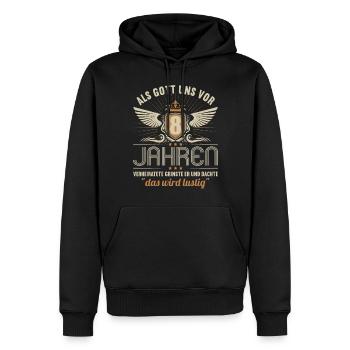 8 Jahre verheiratet wird lustig 8.Hochzeitstag - Männer Premium Bio Hoodie - Schwarz - Vorne - Nico (187cm)