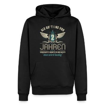 2 Jahre verheiratet wird lustig 2.Hochzeitstag - Männer Premium Bio Hoodie - Schwarz - Vorne - Nico (187cm)