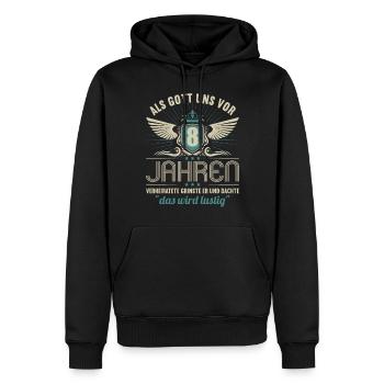 8 Jahre verheiratet wird lustig 8.Hochzeitstag - Männer Premium Bio Hoodie - Schwarz - Vorne - Nico (187cm)
