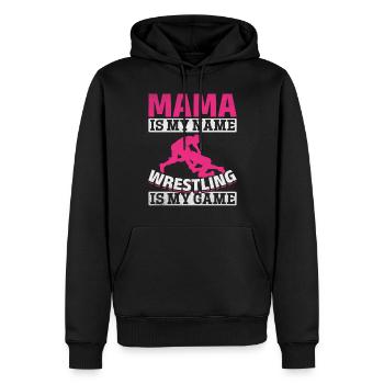 Wrestler Mama est mon nom Wrestling is my - Sweat à capuche Premium bio Homme - noir - Devant - Nico (187cm)