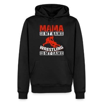 Wrestling Mama est mon nom Wrestling is my - Sweat à capuche Premium bio Homme - noir - Devant - Nico (187cm)