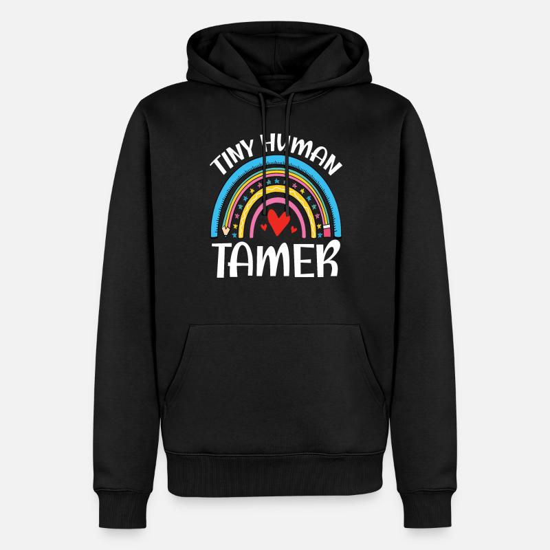 Teacher Tiny Human Tamer - Männer Premium Bio Hoodie - Schwarz