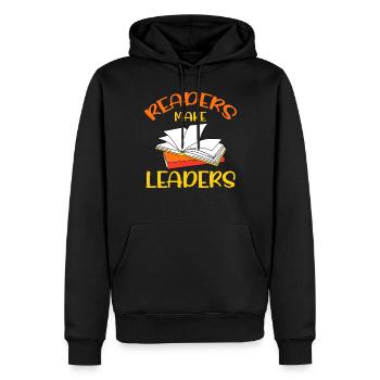 Les enseignants lecteurs font des leaders - Sweat à capuche Premium bio Homme - noir - Devant - Nico (187cm)