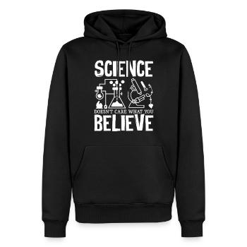 Teacher Science Doesn't Care What You Believe - Männer Premium Bio Hoodie - Schwarz - Vorne - Nico (187cm)
