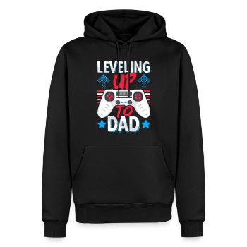 Papa à être Futur Père nivelle par le haut Papa - Sweat à capuche Premium bio Homme - noir - Devant - Nico (187cm)