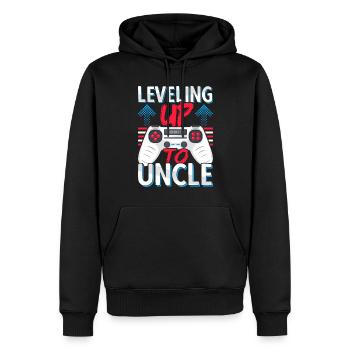 Futur oncle attendant - Passer au niveau supérieur à l’oncle - Sweat à capuche Premium bio Homme - noir - Devant - Nico (187cm)