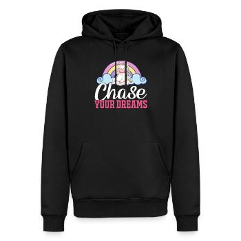 Verfolge deine Träume Unicorn - Männer Premium Bio Hoodie - Schwarz - Vorne - Nico (187cm)