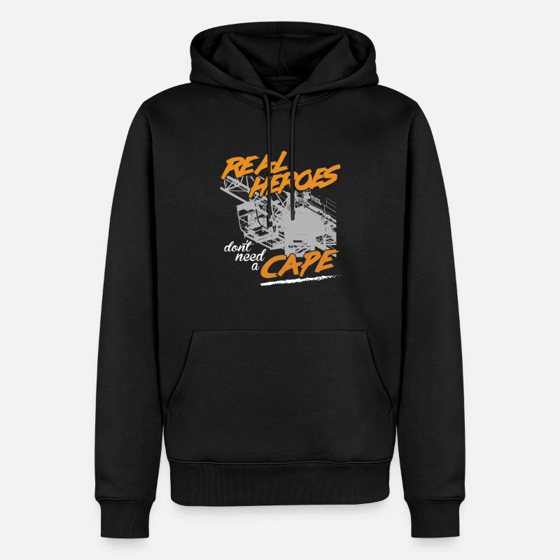 Kranführer Sprüche Kran echte Helden - Männer Premium Bio Hoodie - Schwarz