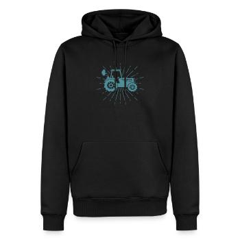 Landwirt Traktor Trecker Design - Männer Premium Bio Hoodie - Schwarz - Vorne - Nico (187cm)
