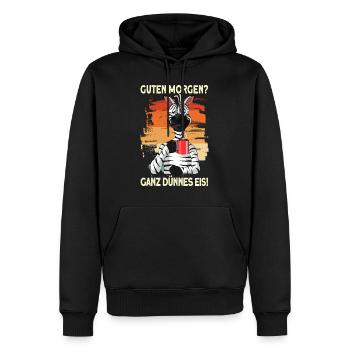 dünnes eis mein Freund - Zebra Kaffee Guten Morgen - Männer Premium Bio Hoodie - Schwarz - Vorne - Nico (187cm)