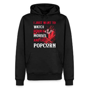 I Just Want To Watch Horror Movies And Eat Popcorn - Männer Premium Bio Hoodie - Schwarz - Vorne - Nico (187cm)