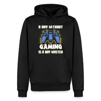 Joueur joueur une journée sans jeu vidéo - Sweat à capuche Premium bio Homme - noir - Devant - Nico (187cm)