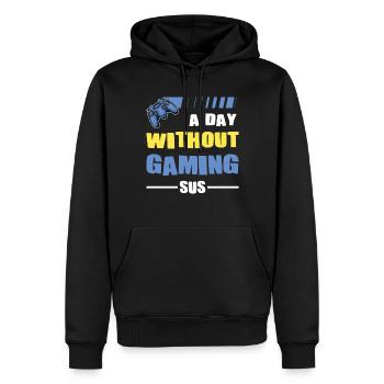 Joueur joueur une journée sans jeu SUS Jeu vidéo - Sweat à capuche Premium bio Homme - noir - Devant - Nico (187cm)