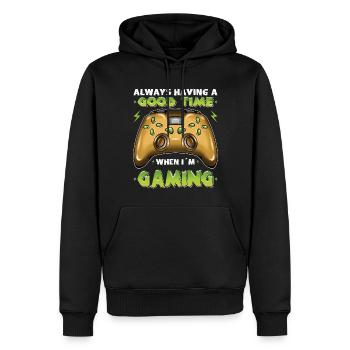 Gamer Always Having A Good Time When I'm Gaming - Men’s Premium Organic Hoodie - black - Front - Nico (187cm)