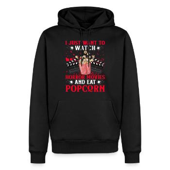 I Just Want To Watch Horror Movies And Eat Popcorn - Männer Premium Bio Hoodie - Schwarz - Vorne - Nico (187cm)
