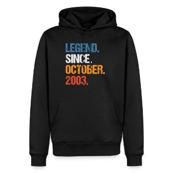 Légende depuis octobre 2003 Anniversaire - Sweat à capuche Premium bio Homme - noir - Devant - Nico (187cm)