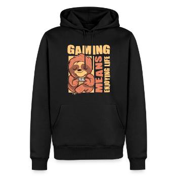 Jouer signifie profiter de la vie Nerd Gamer Jeu vidéo - Sweat à capuche Premium bio Homme - noir - Devant - Nico (187cm)