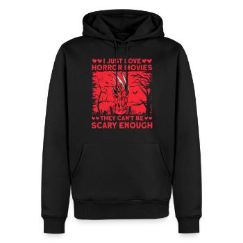 J’adore les films d’horreur - Sweat à capuche Premium bio Homme - noir - Devant - Nico (187cm)