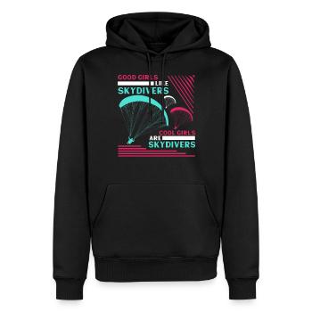 Les bonnes filles comme les parachutistes Les filles cool sont des parachutistes - Sweat à capuche Premium bio Homme - noir - Devant - Nico (187cm)
