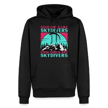 Les bonnes filles comme les parachutistes Les filles cool sont des parachutistes - Sweat à capuche Premium bio Homme - noir - Devant - Nico (187cm)