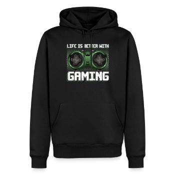 La vie du joueur est meilleure avec le jeu vidéo de jeu - Sweat à capuche Premium bio Homme - noir - Devant - Nico (187cm)