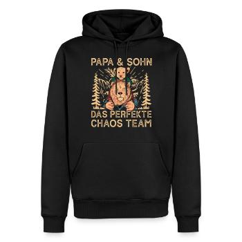 Papa und Sohn Das Perfekte Chaos Team - Männer Premium Bio Hoodie - Schwarz - Vorne - Nico (187cm)