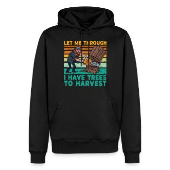 J’ai des arbres à récolter - Sweat à capuche Premium bio Homme - noir - Devant - Nico (187cm)