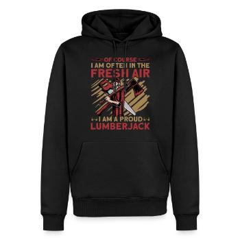 Je suis un fier bûcheron - Sweat à capuche Premium bio Homme - noir - Devant - Nico (187cm)