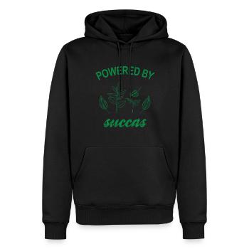 Powered By Succas Grünpflanze Kakteenliebhaber - Männer Premium Bio Hoodie - Schwarz - Vorne - Nico (187cm)