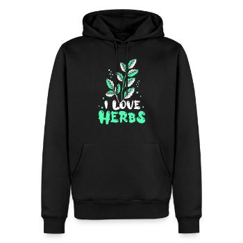 J’adore les herbes herbes herbes aromatiques jardin d’herbes aromatiques - Sweat à capuche Premium bio Homme - noir - Devant - Nico (187cm)