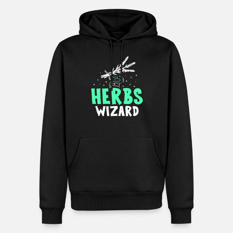 Kräuter Zauberer Kraut Kräuterkunde Kräutergarten - Männer Premium Bio Hoodie - Schwarz