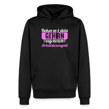 Bekommt Dein Gehirn eigentlich Arbeitslosengeld - Männer Premium Bio Hoodie - Schwarz - Vorne - Nico (187cm)