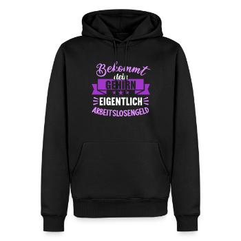 Bekommt Dein Gehirn eigentlich Arbeitslosengeld - Männer Premium Bio Hoodie - Schwarz - Vorne - Nico (187cm)