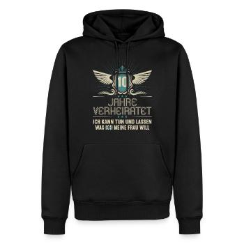 10 Jahre verheiratet kann tun 10.Hochzeitstag - Männer Premium Bio Hoodie - Schwarz - Vorne - Nico (187cm)