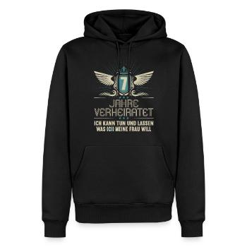 7 Jahre verheiratet kann tun 7.Hochzeitstag - Männer Premium Bio Hoodie - Schwarz - Vorne - Nico (187cm)