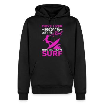 Surfer Move Over Boys Laissez-vous inspirer par cela - Sweat à capuche Premium bio Homme - noir - Devant - Nico (187cm)