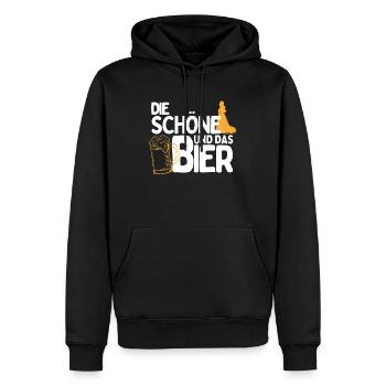 Die Schöne und das Bier Party Outfit zum Bier - Männer Premium Bio Hoodie - Schwarz - Vorne - Nico (187cm)