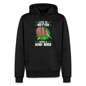 La vie est meilleure avec un oiseau kiwi - Sweat à capuche Premium bio Homme - noir - Devant - Nico (187cm)