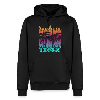 Vintage Sardinia Italy Sonnenuntergang - Männer Premium Bio Hoodie - Schwarz - Vorne - Nico (187cm)