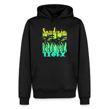 Vintage Sardinia Italy Sonnenuntergang - Männer Premium Bio Hoodie - Schwarz - Vorne - Nico (187cm)