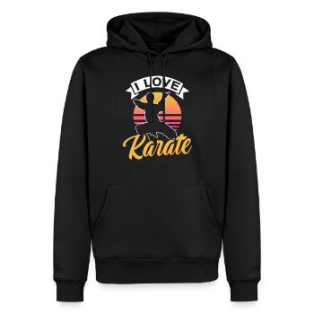 J’adore les arts martiaux de combat de karaté arts martiaux - Sweat à capuche Premium bio Homme - noir - Devant - Nico (187cm)
