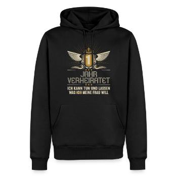 1 Jahr verheiratet kann tun 1.Hochzeitstag - Männer Premium Bio Hoodie - Schwarz - Vorne - Nico (187cm)