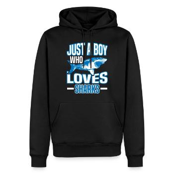 Requins - Sweat à capuche Premium bio Homme - noir - Devant - Nico (187cm)