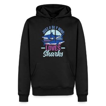 Requins - Sweat à capuche Premium bio Homme - noir - Devant - Nico (187cm)